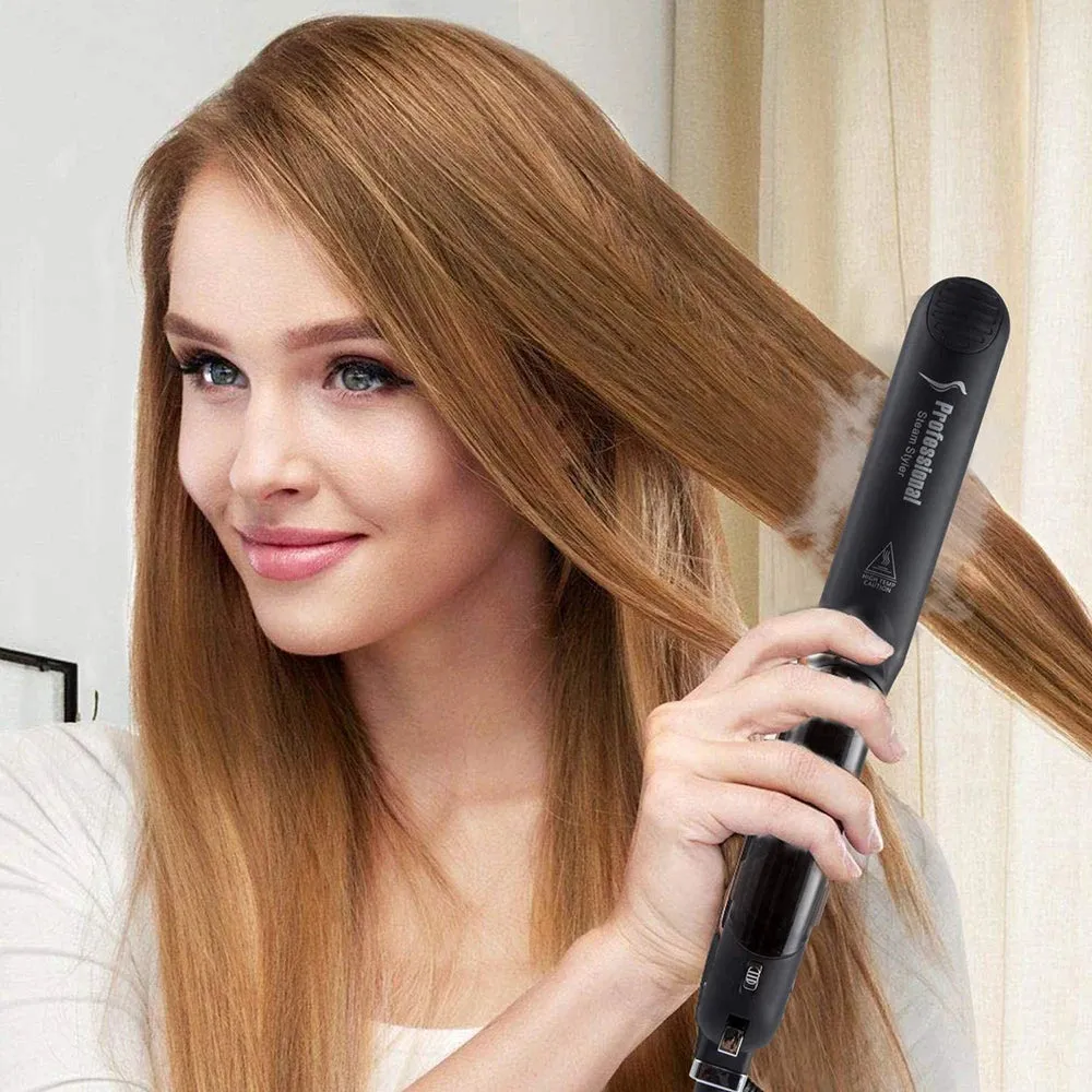 2024 Professional Steam Hair Straightener & Curler - 450°F Fast Heating Ceramic 2-in-1 Steampod