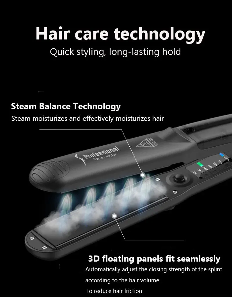 2024 Professional Steam Hair Straightener & Curler - 450°F Fast Heating Ceramic 2-in-1 Steampod