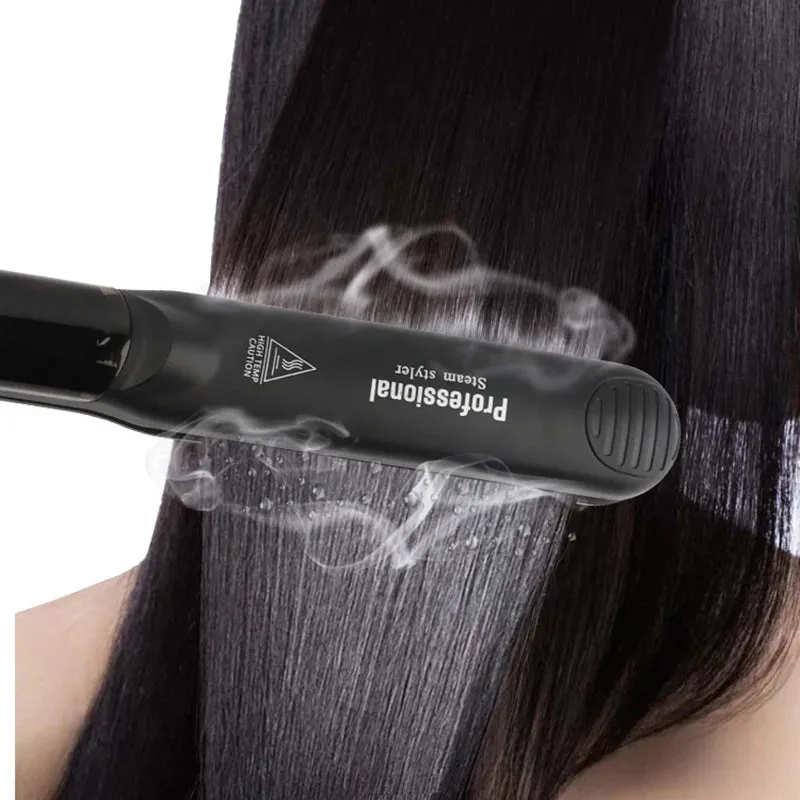 2024 Professional Steam Hair Straightener & Curler - 450°F Fast Heating Ceramic 2-in-1 Steampod