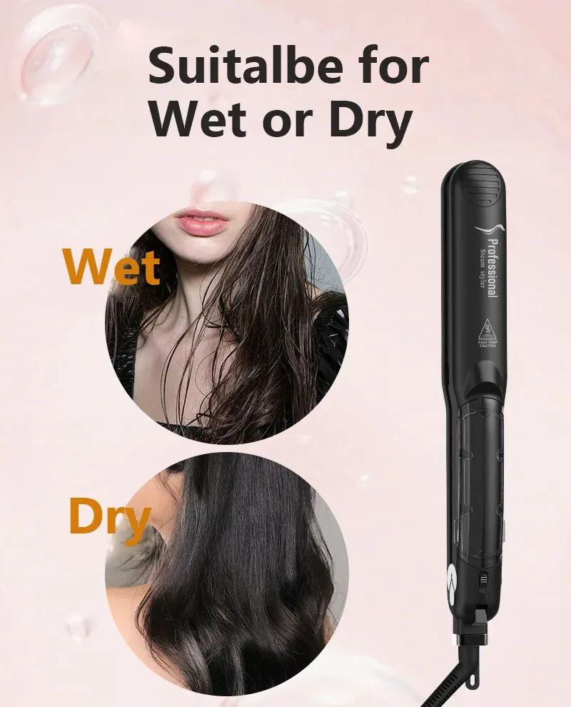 2024 Professional Steam Hair Straightener & Curler - 450°F Fast Heating Ceramic 2-in-1 Steampod