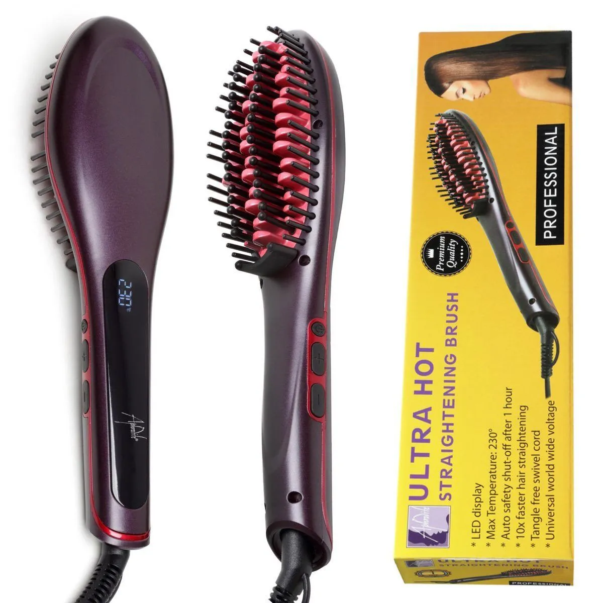 Aphrodite Hair Straightening Brush - 10X Faster, 230°C Professional Ceramic Plates