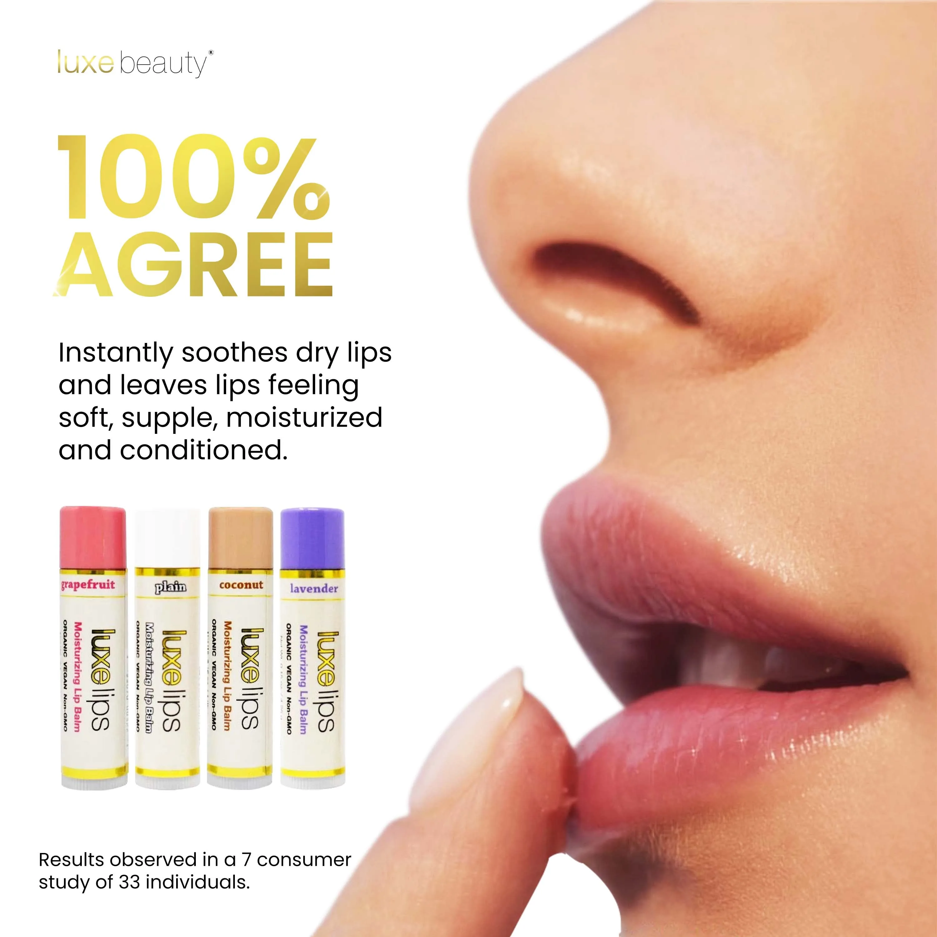 Beeswax Free, Nut Free Lip Balm - Luxe Lips -Lovely Lavender