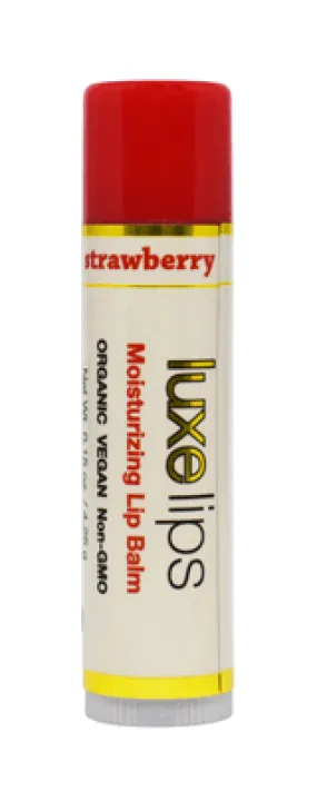 Beeswax Free, Nut Free Lip Balm - Luxe Lips - Sweet Strawberry Scent