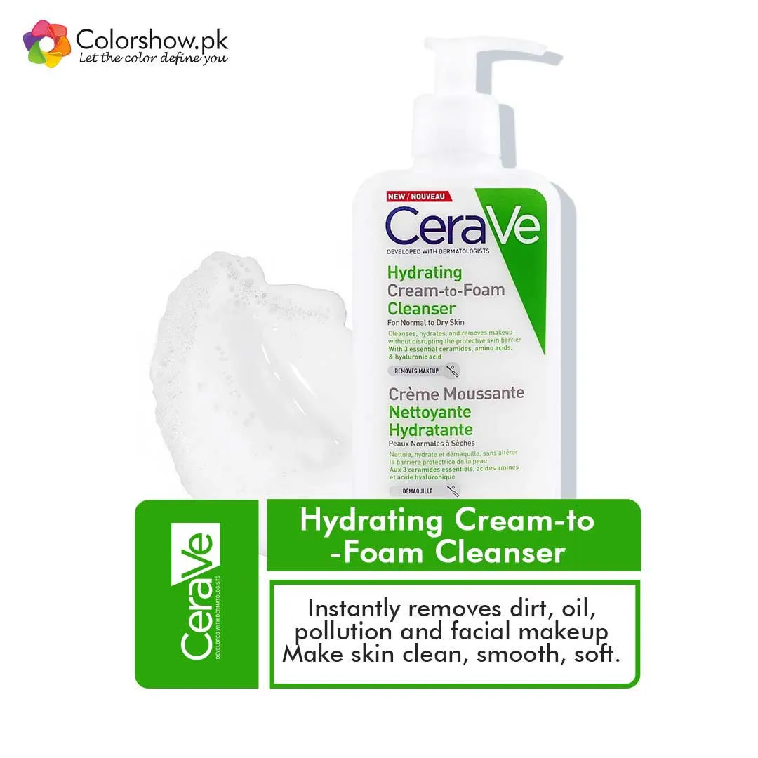 Cerave Hydrating Cream-to-Foam Cleanser For Normal to Dry