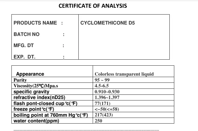 Cyclomethicone D5 / Cyclopentasiloxane D5