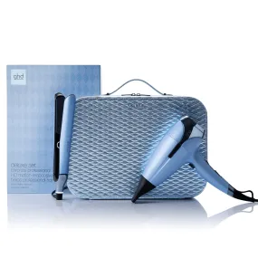 ghd Deluxe Gift Set - Chronos Hair straightener & Helios Hair Dryer in Icy Blue