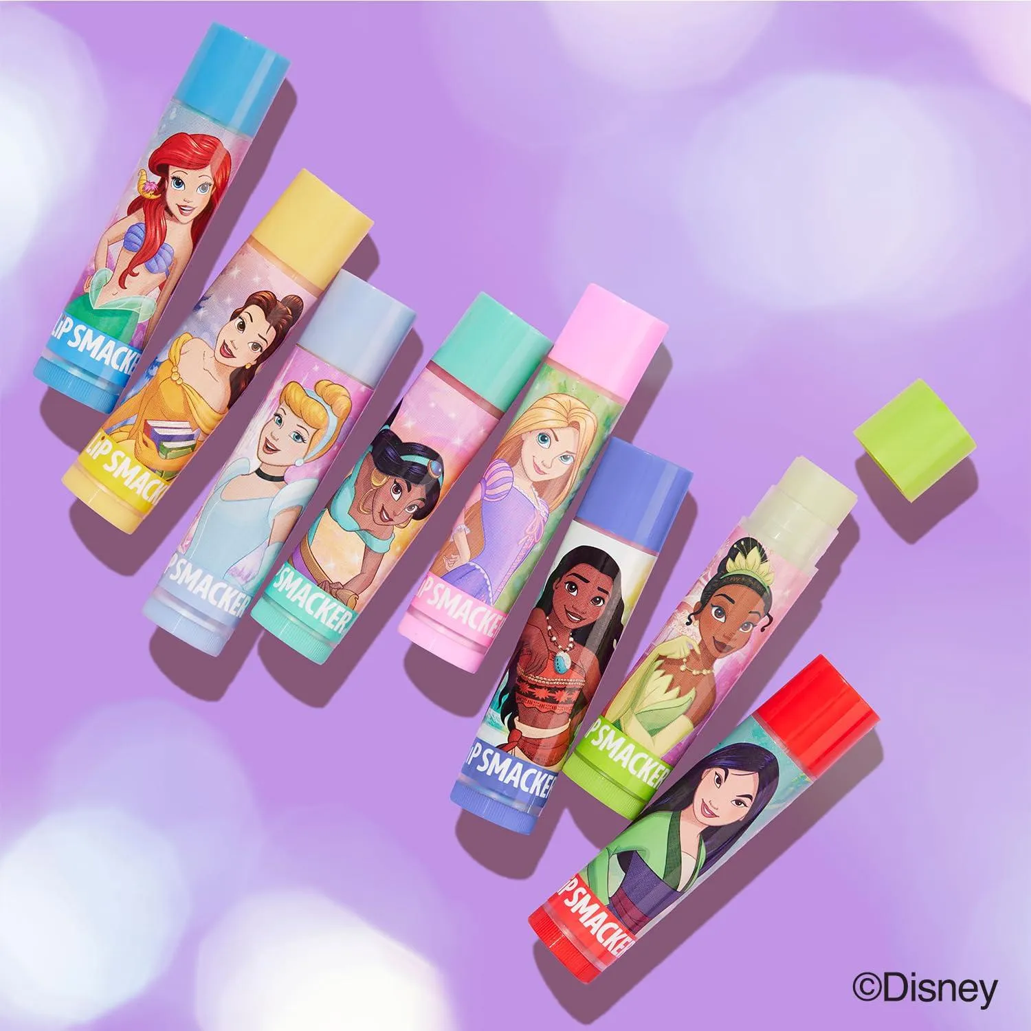 Lip Smacker Disney Princess Flavored Lip Balm Party Pack 8 Count, Clear, For Kids