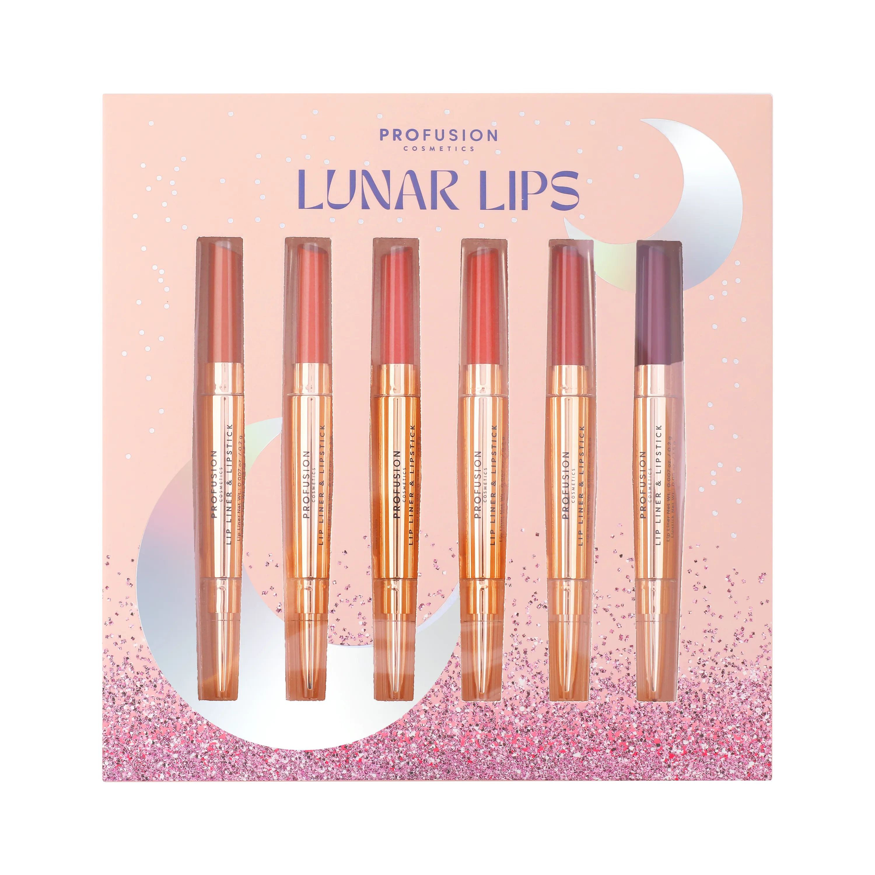 Lunar Lips 6 PC Lipstick & Liner Set