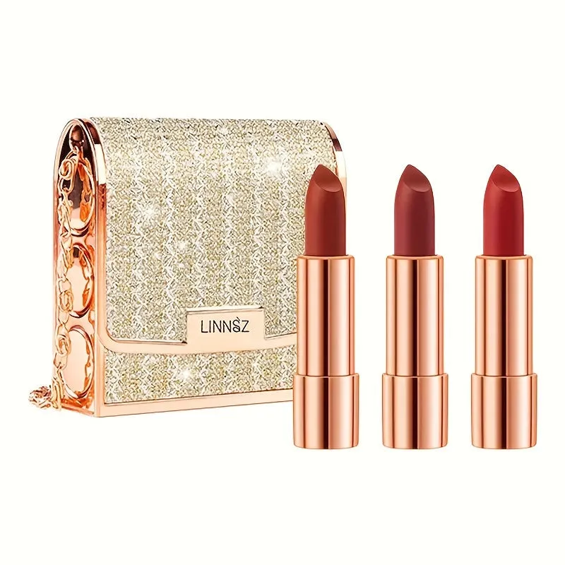 Velvet Matte Lipstick Set Longlasting Waterproof  Smudgeproof with Silver Chain Bag